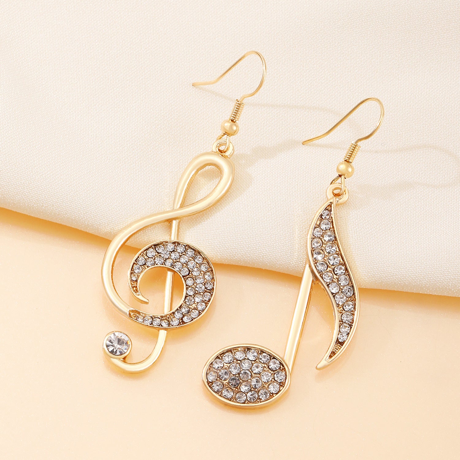Wholesale Zirconia Musical Note Stud Earrings Asymmetrical